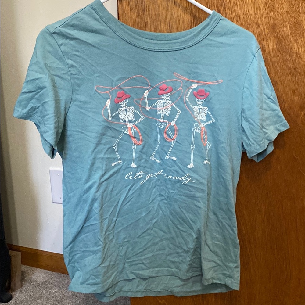 Kids Teal Skeleton Graphic T-Shirt